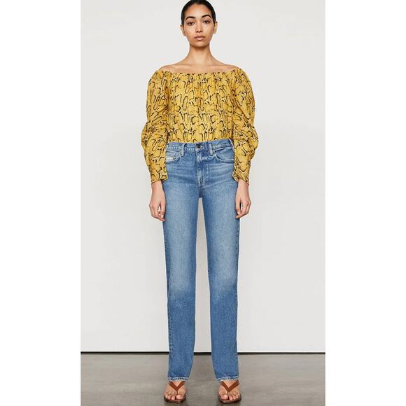 FRAME Off-The-Shoulder Billow Sleeve Top Python Pattern Size Medium‎ - Picture 4 of 10